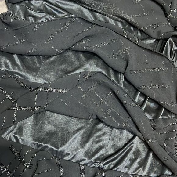 PATRA Woman Plus Size Ruffled Tiered Chiffon & Metallic Glitter Cocktail Dress - Picture 6 of 6